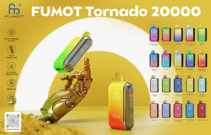 Fumot RandM Tornado 20000 Puffs Dual Mesh Wiederaufladbarer Einweg Vape - Kaufen Sie 4 Stück und erhalten Sie 1 Stück zusätzlich als Geschenk (Produkte und Geschmacksrichtungen sind zufällig)