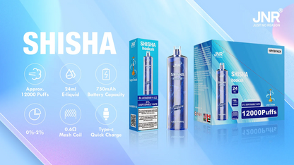 JNR Shisha Hookah 12000 Puffs DTL Wiederaufladbarer Einweg Vape