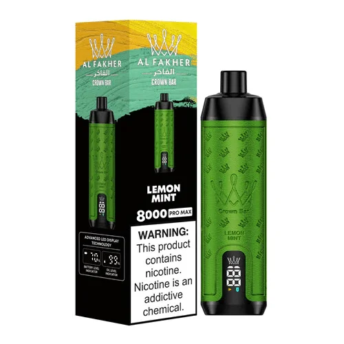 AL Fakher Crown Bar Pro 8000 Puffs Wiederaufladbares Einweg Kit - Kaufen Sie 4 Stück und erhalten Sie 1 Stück zusätzlich als Geschenk (Produkte und Geschmacksrichtungen sind zufällig)