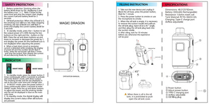 Magic Dragon 20000 Puffs Refillable Einweg Kit 10 Stück/Packung