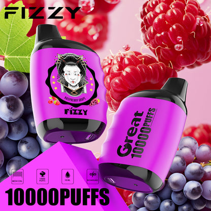 Fizzy GREAT 10000 Puffs Wiederaufladbares Einweg Disposable Kit - Kaufen Sie 3 Stück und erhalten Sie 1 Stück zusätzlich als Geschenk (Produkte und Geschmacksrichtungen sind zufällig)