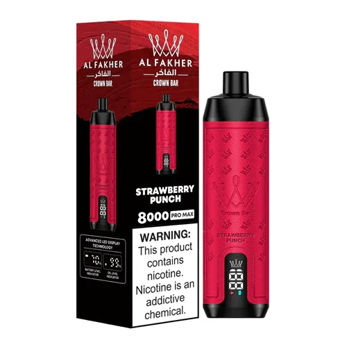 AL Fakher Crown Bar Pro 8000 Puffs Wiederaufladbares Einweg Kit - Kaufen Sie 4 Stück und erhalten Sie 1 Stück zusätzlich als Geschenk (Produkte und Geschmacksrichtungen sind zufällig)