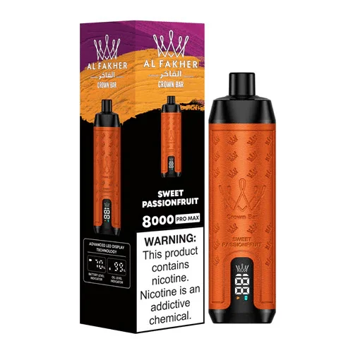 AL Fakher Crown Bar Pro 8000 Puffs Wiederaufladbares Einweg Kit - Kaufen Sie 4 Stück und erhalten Sie 1 Stück zusätzlich als Geschenk (Produkte und Geschmacksrichtungen sind zufällig)