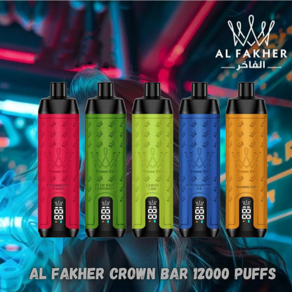 Al Fakher Crown Bar 12000 Puffs Shisha Hookah Einweg Vape - Kaufen Sie 4 Stück und erhalten Sie 1 Stück zusätzlich als Geschenk (Produkte und Geschmacksrichtungen sind zufällig)